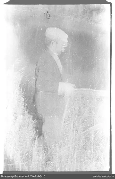 Profile portrait of a man in grass