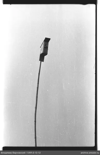 Tall thin pole with a birdhouse