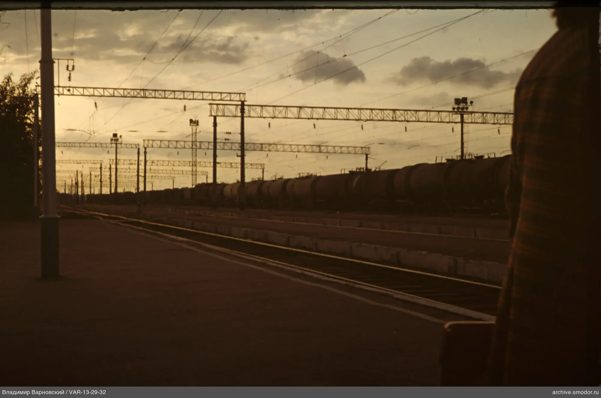 Railway station with freight train