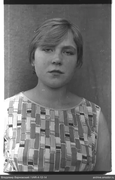 Portrait of a woman in geometric dress