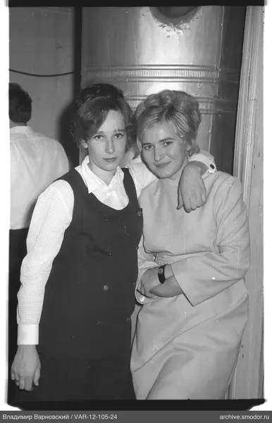 Two women in group portrait