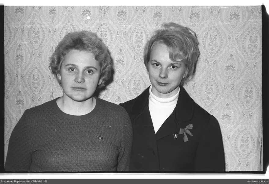 Two women in group portrait