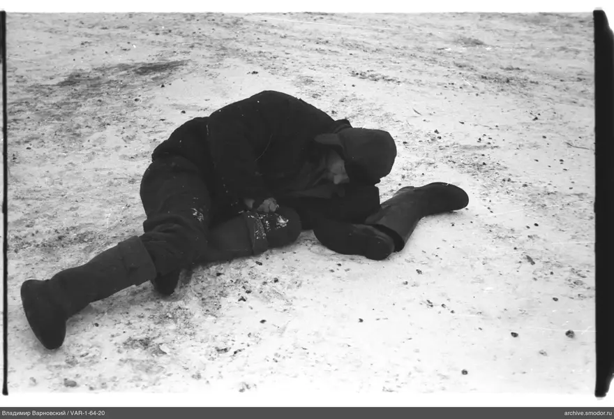 Man lying on the snow