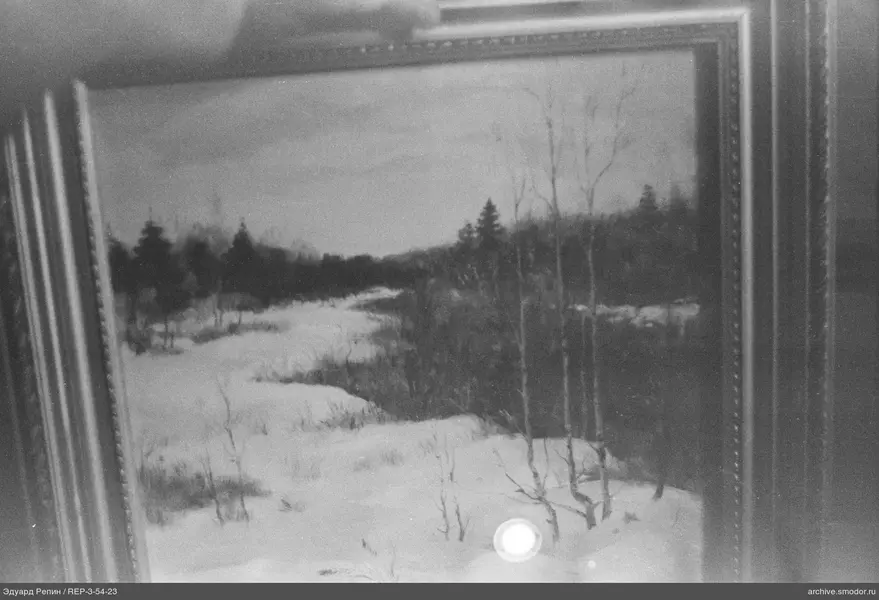 Gemälde einer Winterlandschaft im Rahmen