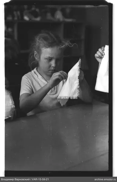 Girl holding fabric