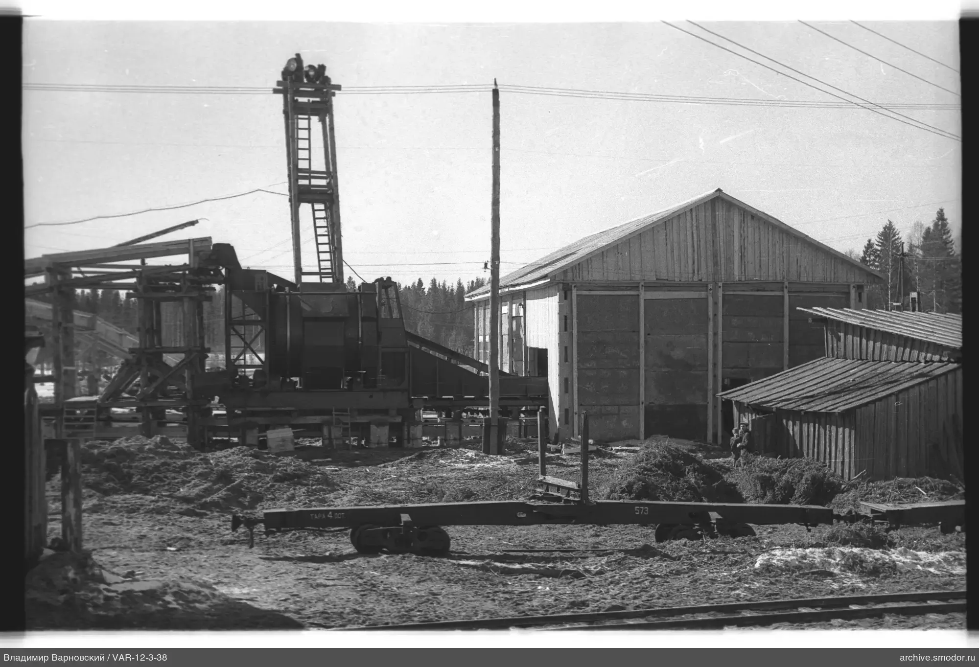 Industrial site with machine and railway platform