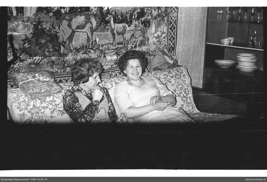 Two women on a sofa