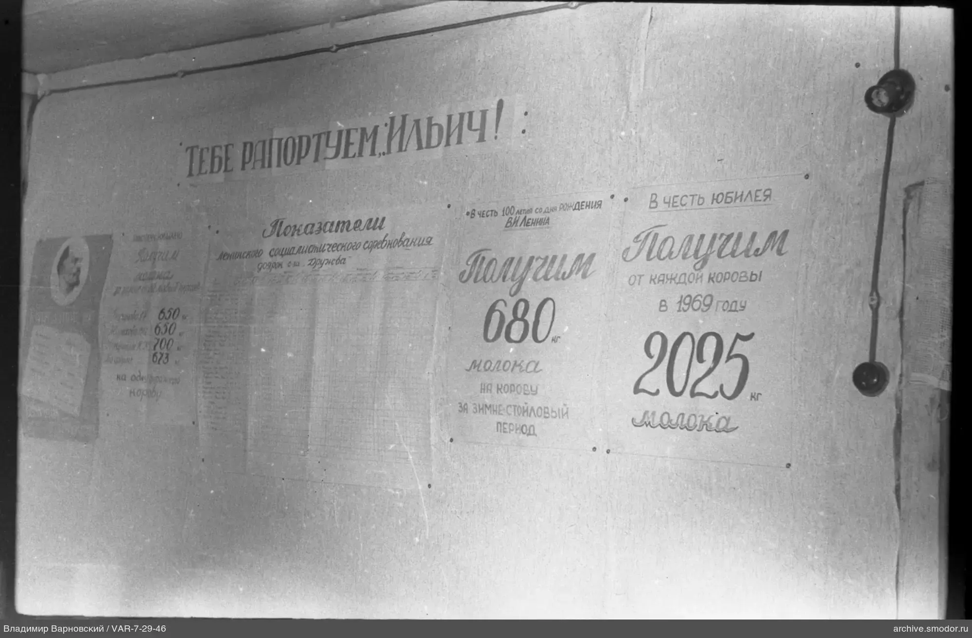 Wall with posters about milk production