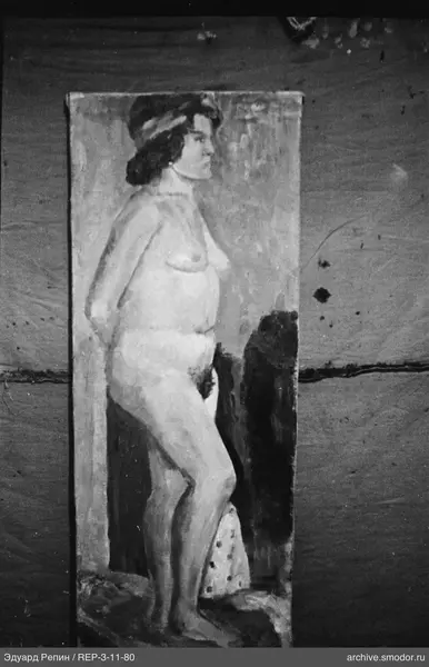 Gemälde einer nackten Frau im Profil