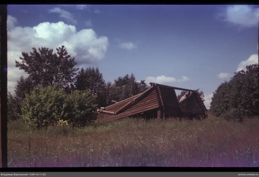 Landscape with wooden structure and field
