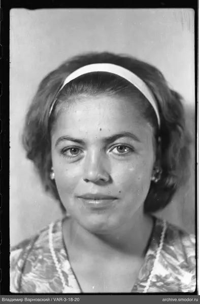 Portrait of a woman with patterned clothing