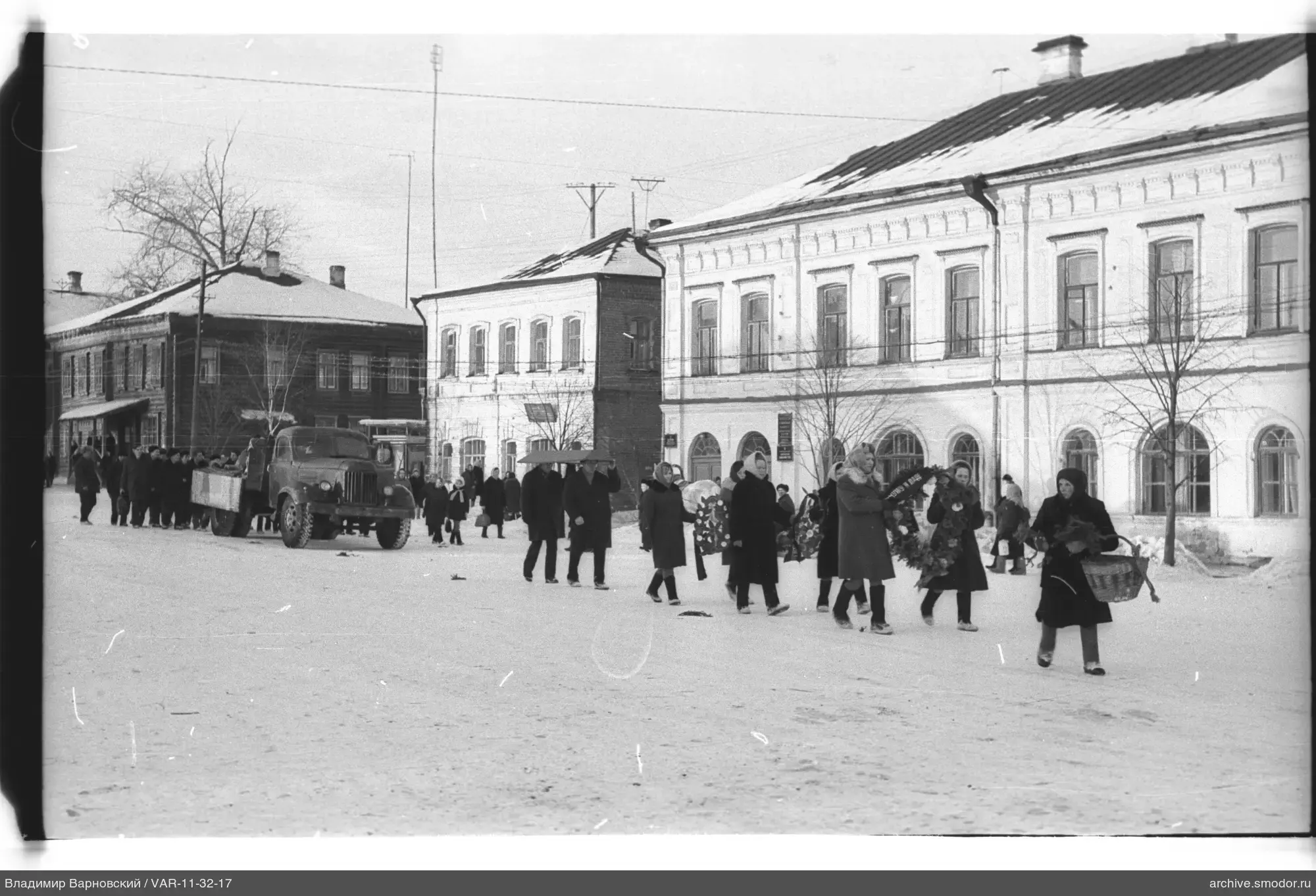 Group of people on snow-covered street