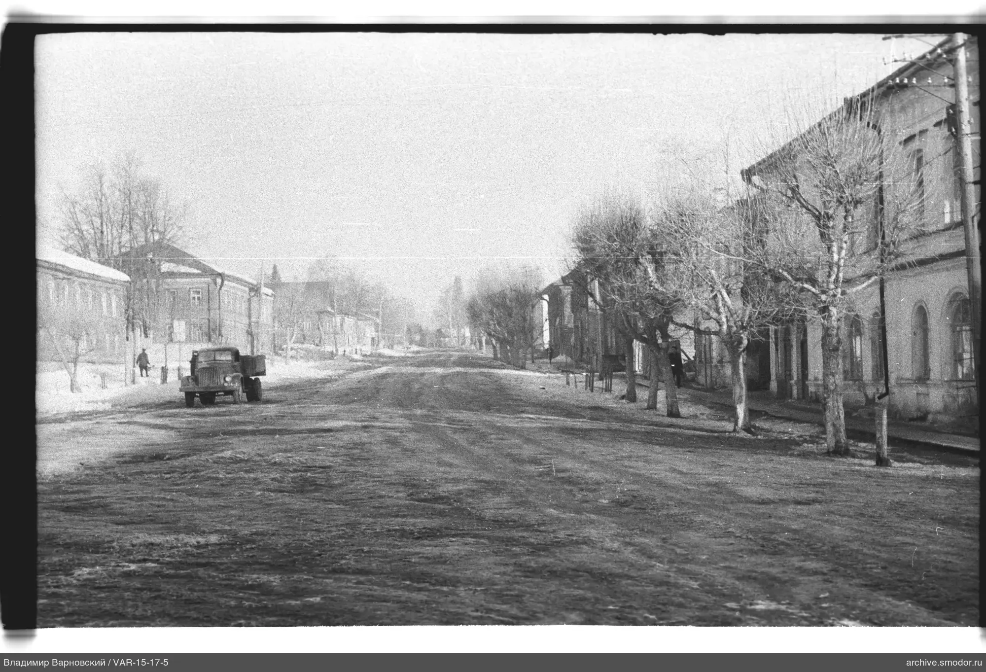 Wide street with two-story buildings
