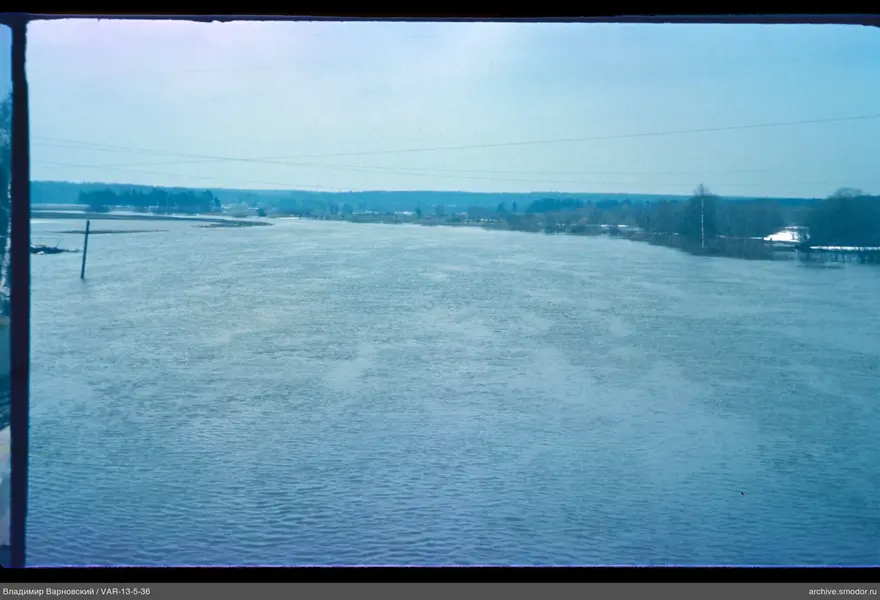 Fluss mit Bäumen und Schneeresten