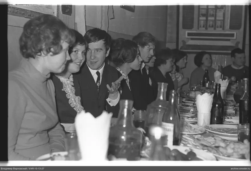 Group photo at a long table