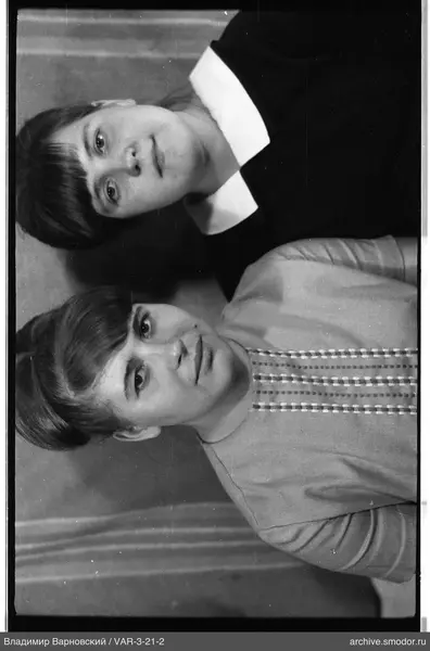 Two women in group portrait