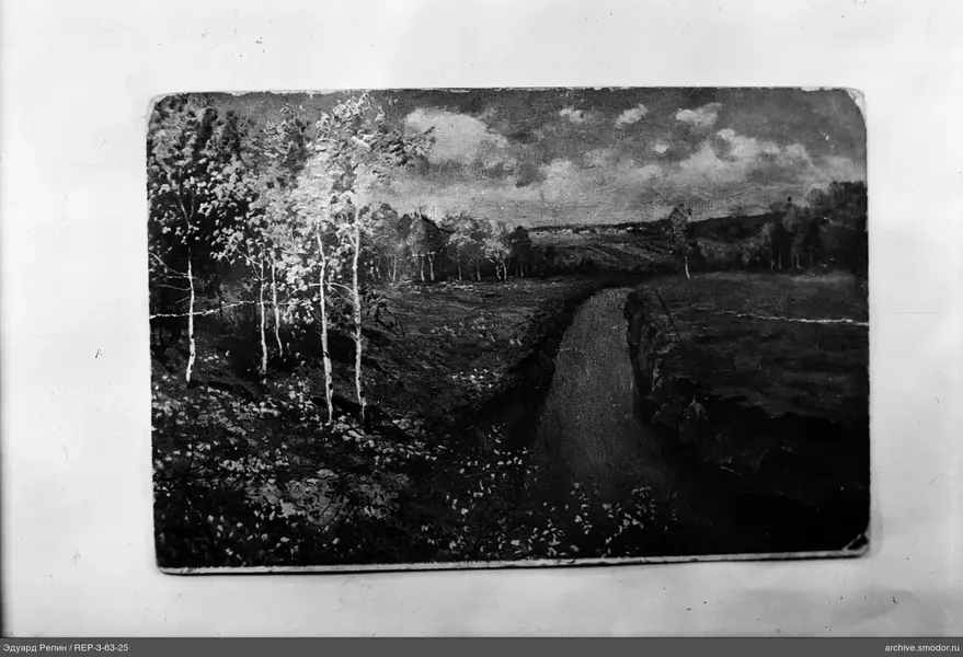Landschaft mit Fluss und Birken
