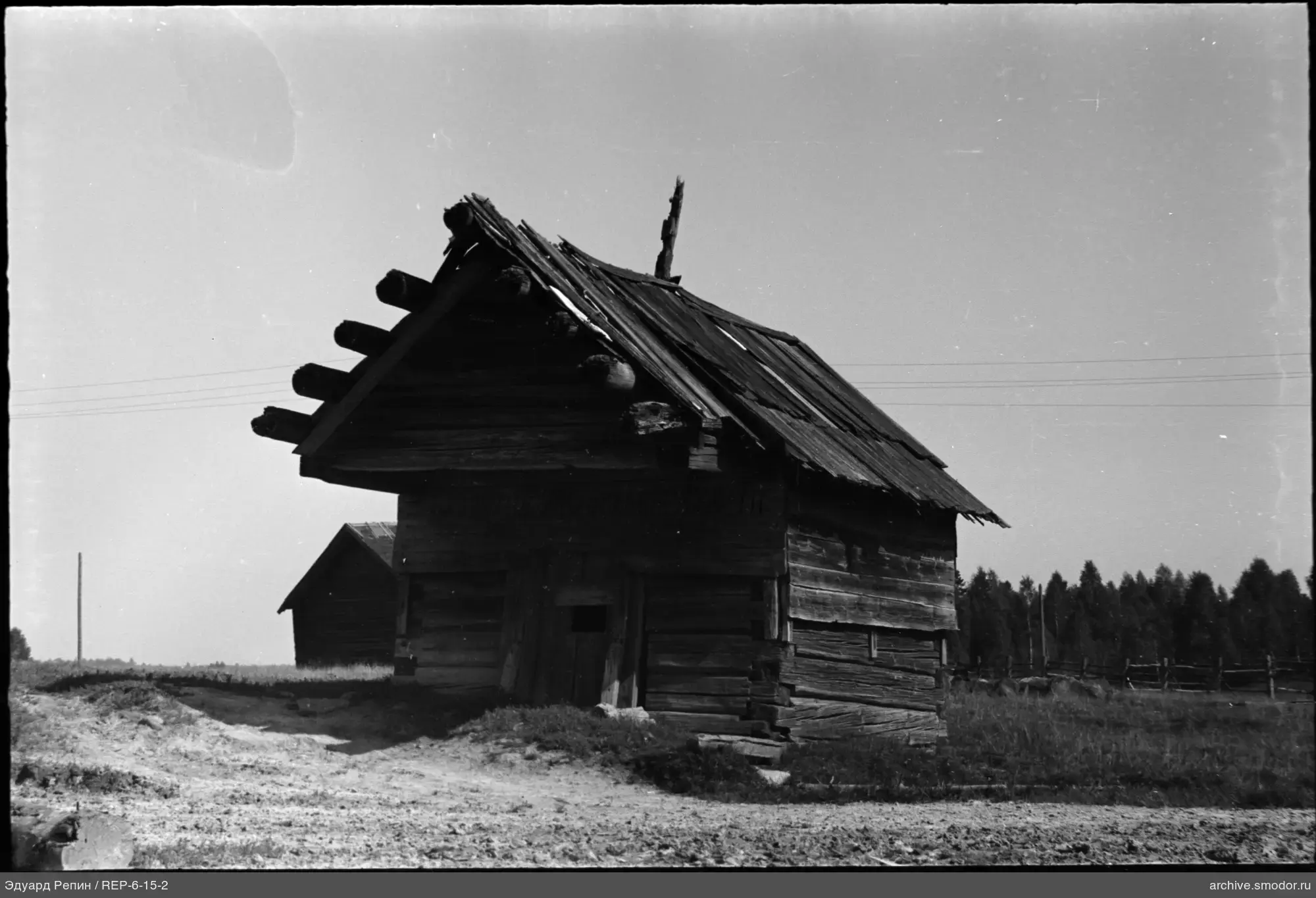 Wooden building with gable roof