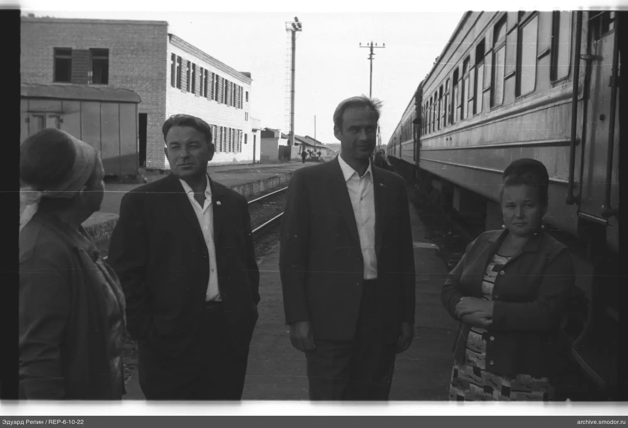 Group on railway platform