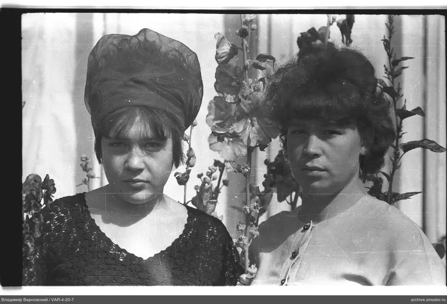 Two women in group portrait
