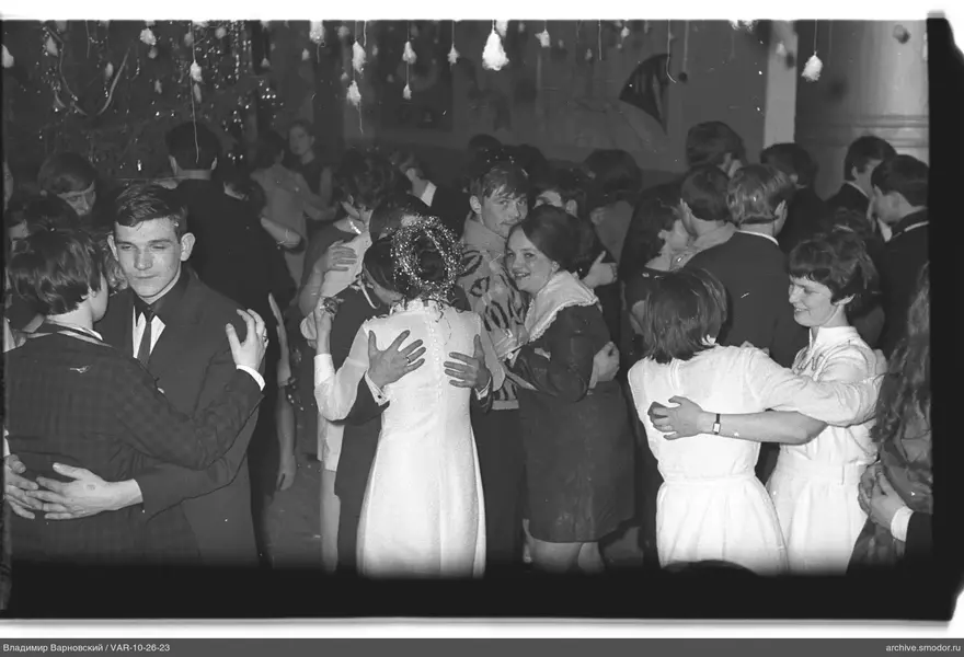 Couple dancing in decorated room