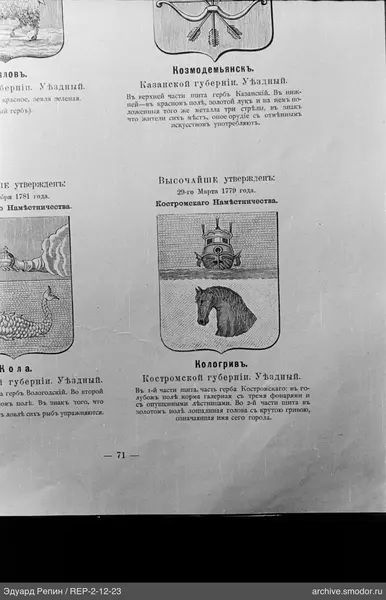 Wappen der Ujesds von Kazan und Kostroma