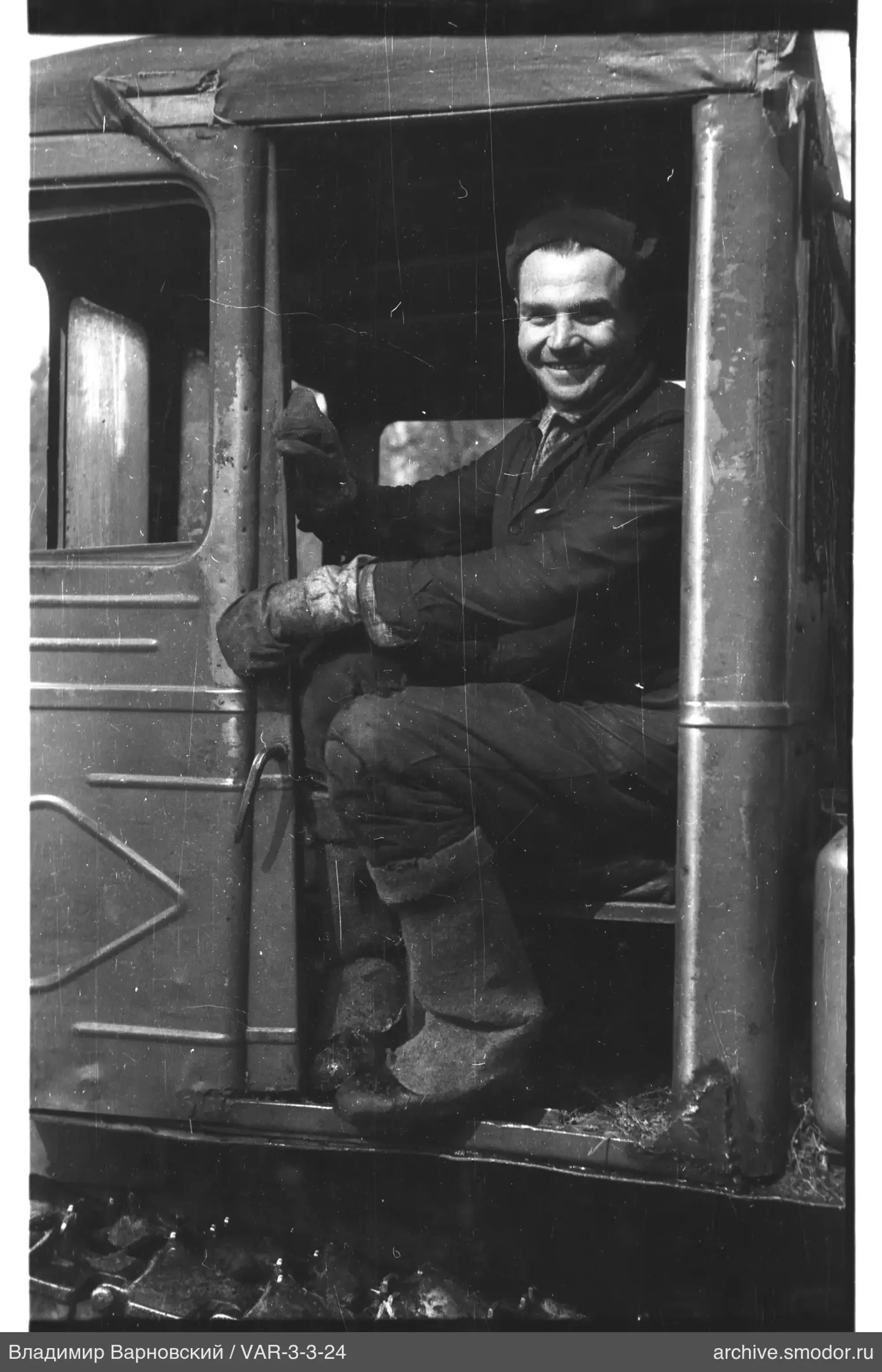 Mann in Fahrerkabine