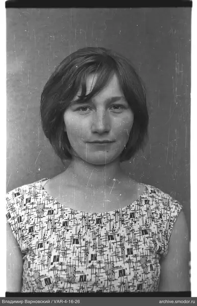 Portrait of a woman in a geometric dress