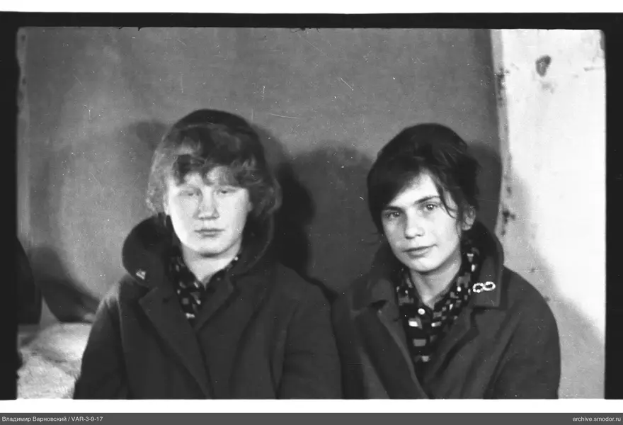 Two women in group portrait