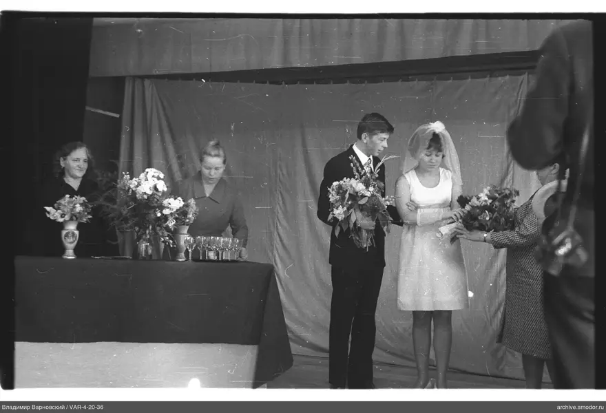 Wedding scene with women and men