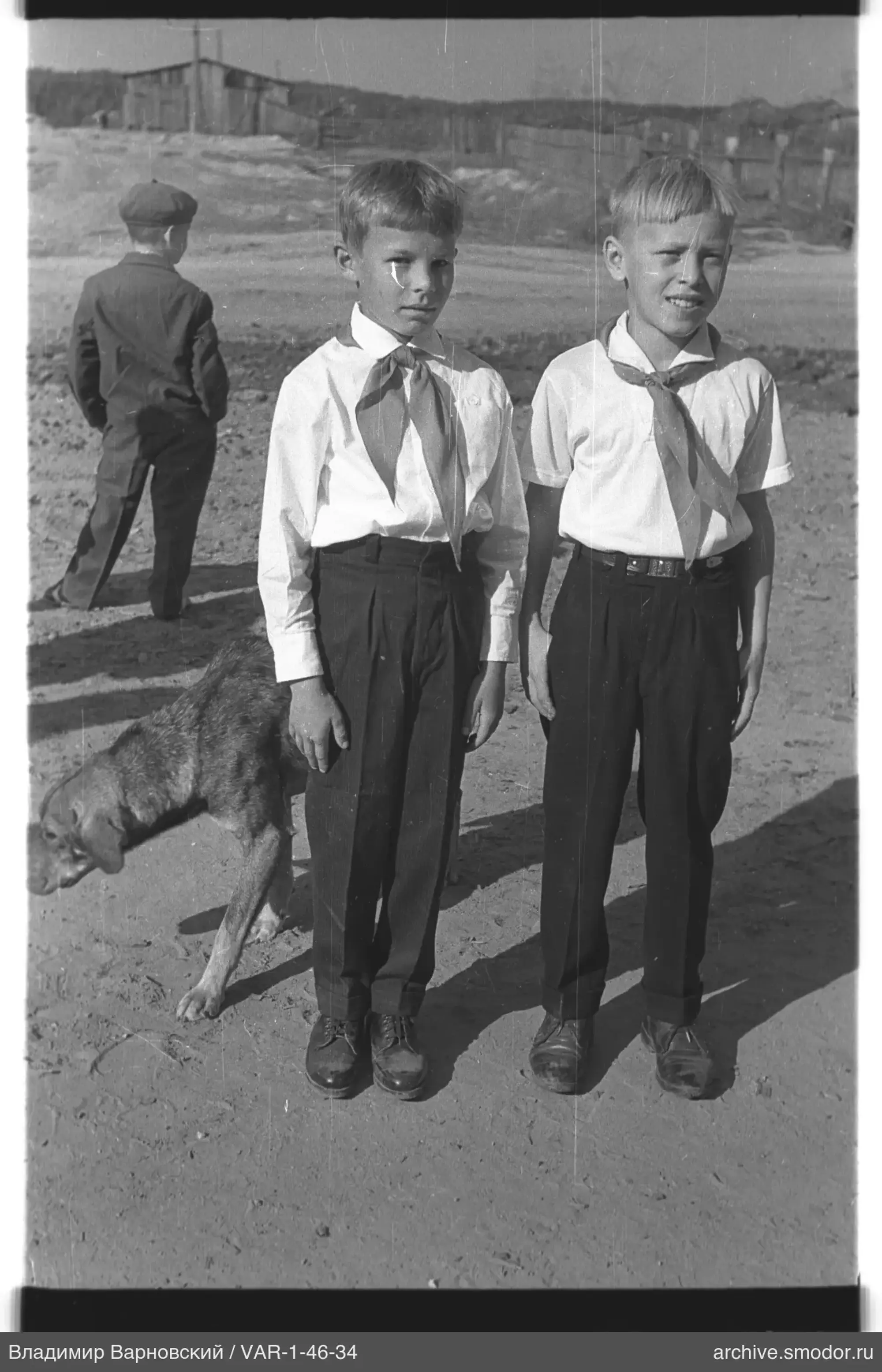 Gruppenporträt mit Jungen und Hund