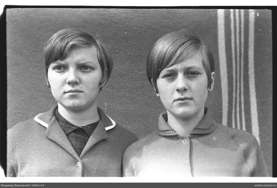 Two women in group portrait