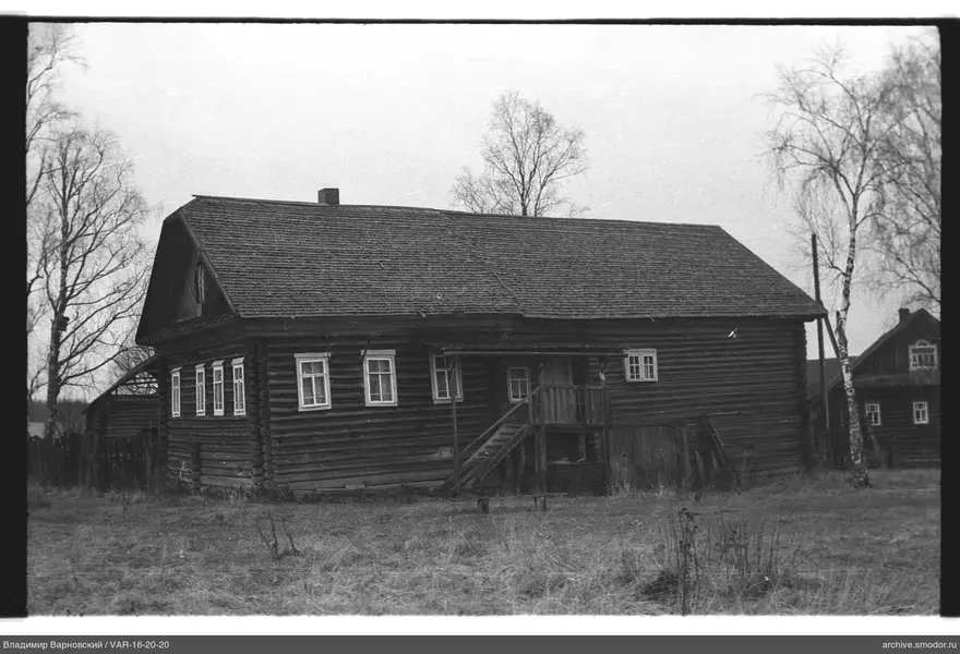 Holzhaus mit Treppe und Birken