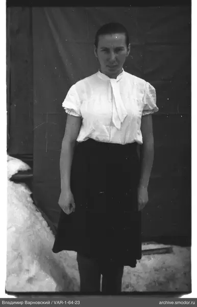 Portrait of a woman on snow