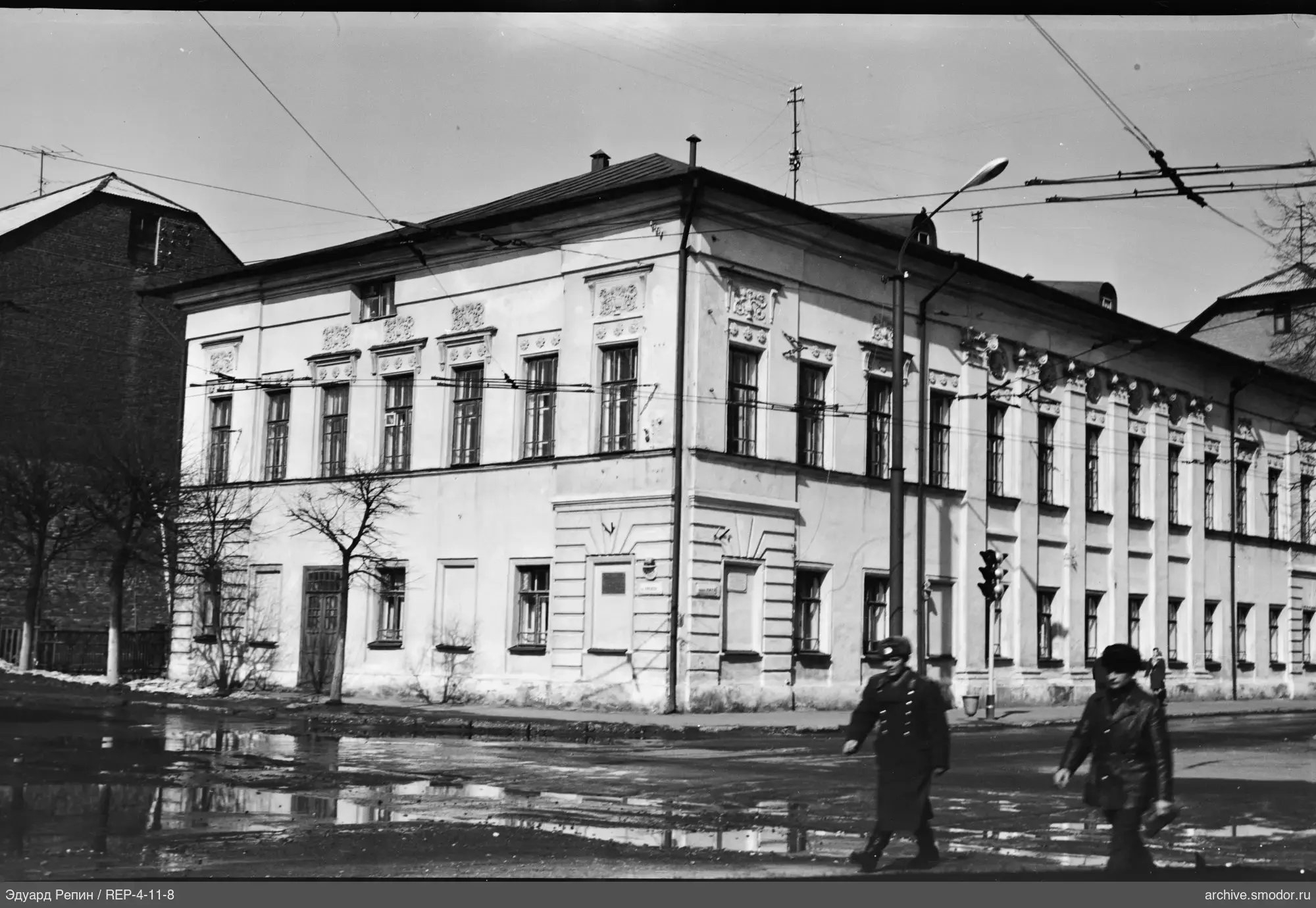 Building with people on the street
