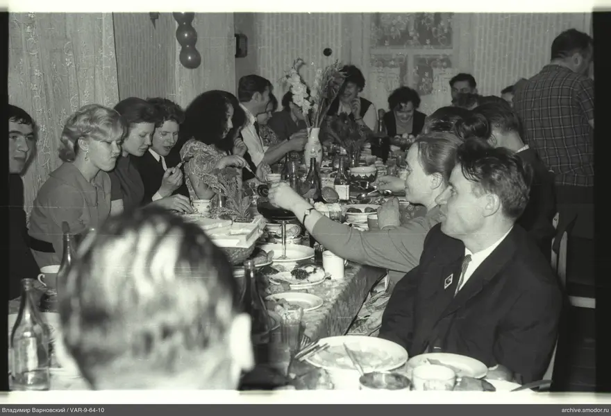 Group of people at a long table