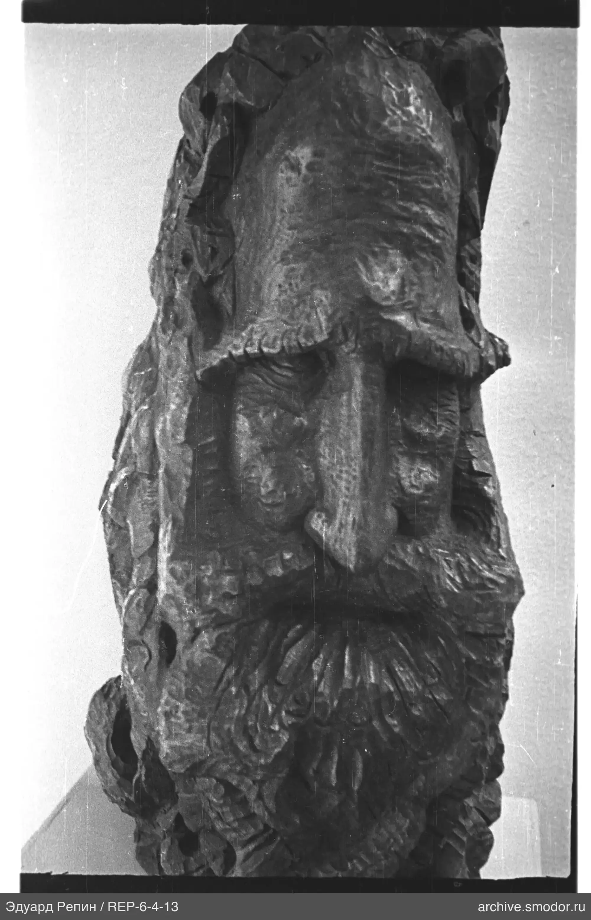 Close-up of a sculpture's face