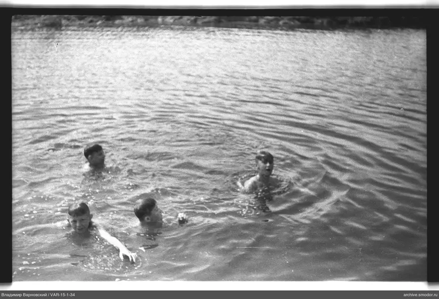 Vier Jungen im Wasser