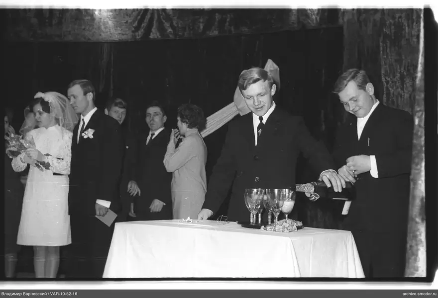 Wedding scene with guests and champagne