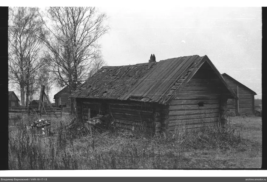Holzblockhaus und Zaun
