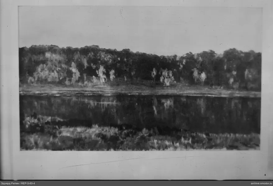 Landschaft mit Ufer und Wald