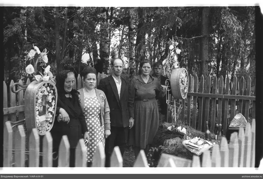 Group portrait near crosses