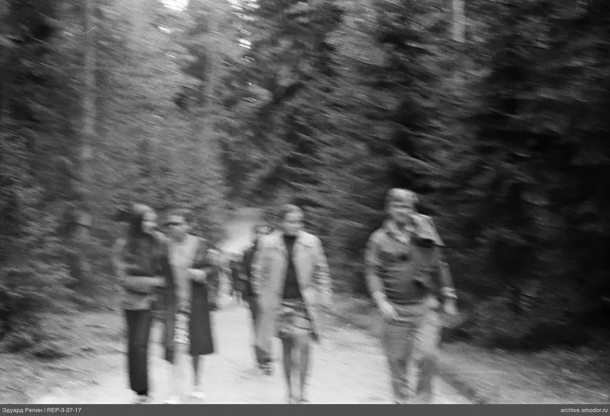 Fünf Personen auf einem Waldweg