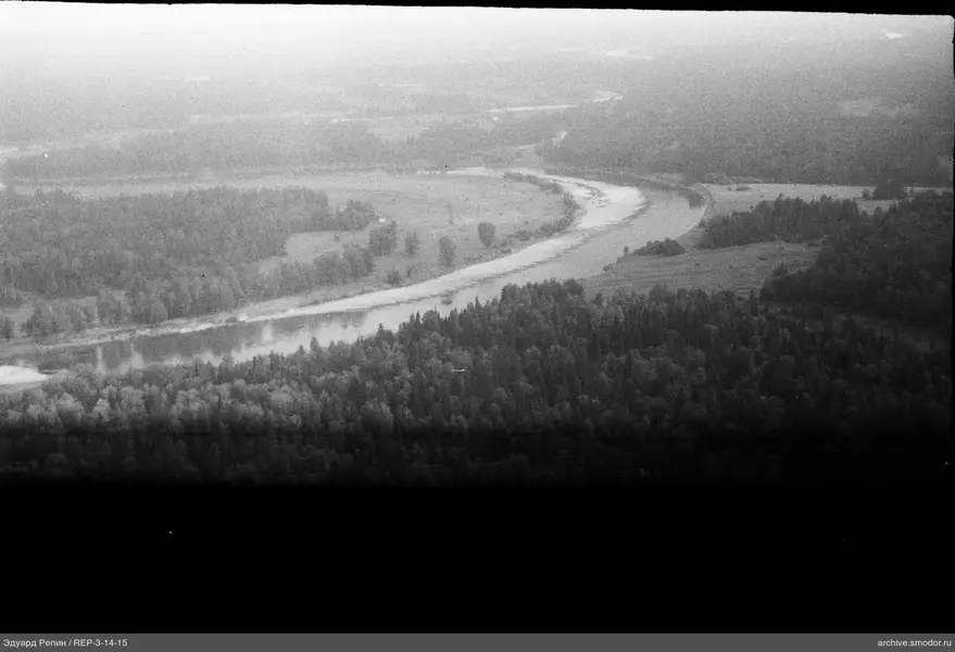Blick auf Fluss und Wälder
