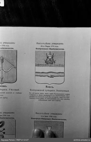 Wappen von Ples auf einem Dokument