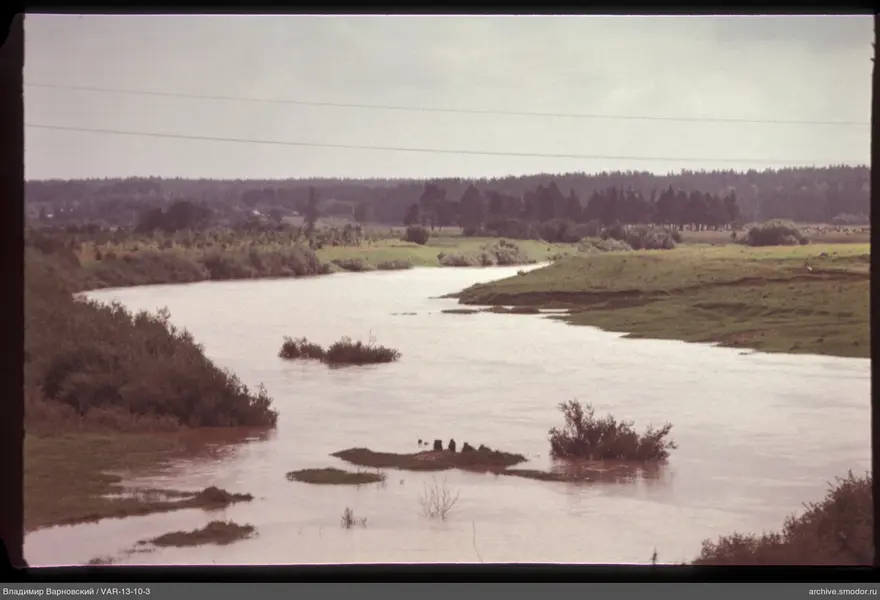 View of river with banks and forest