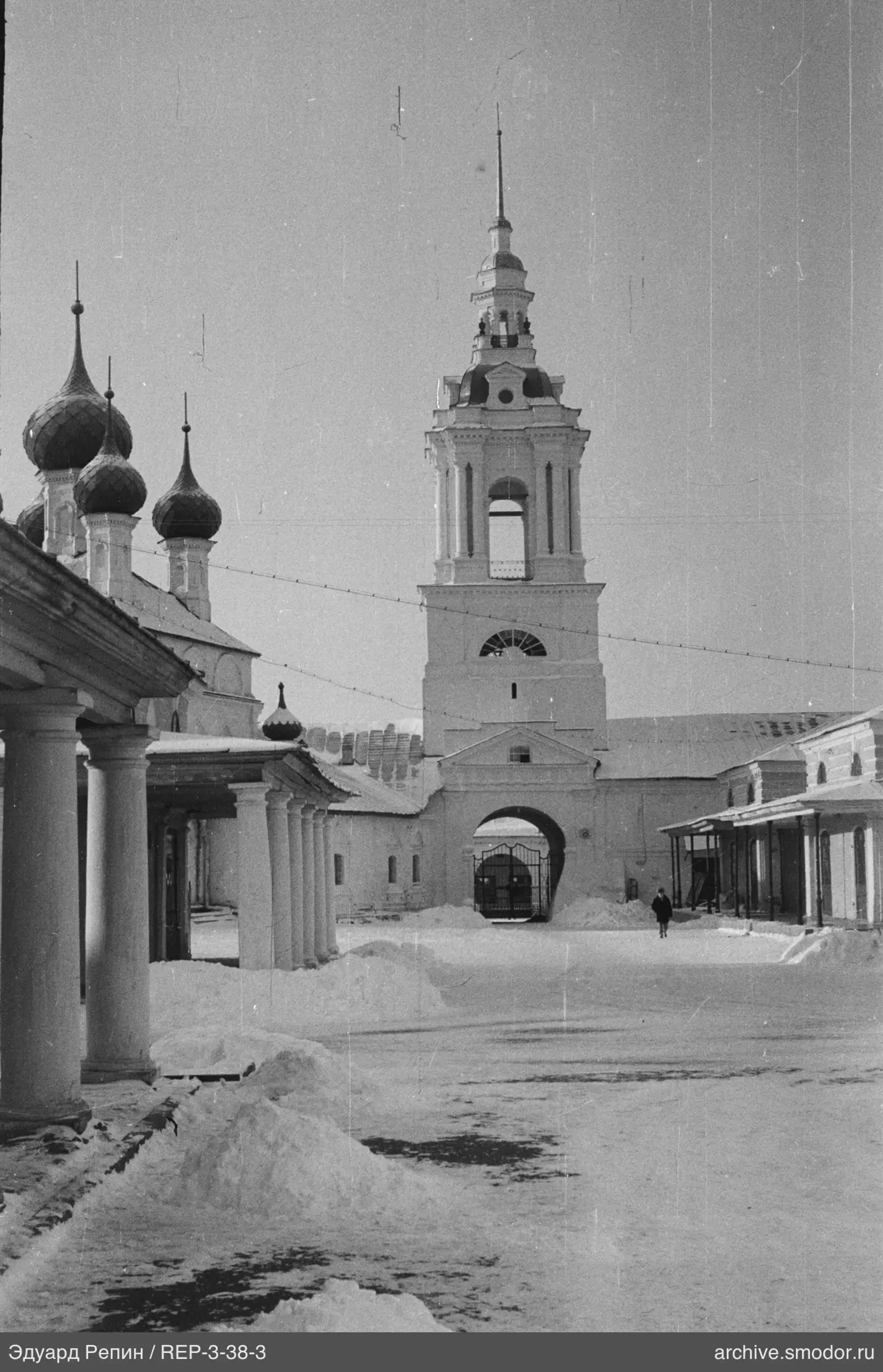 Architectural complex with bell tower and church
