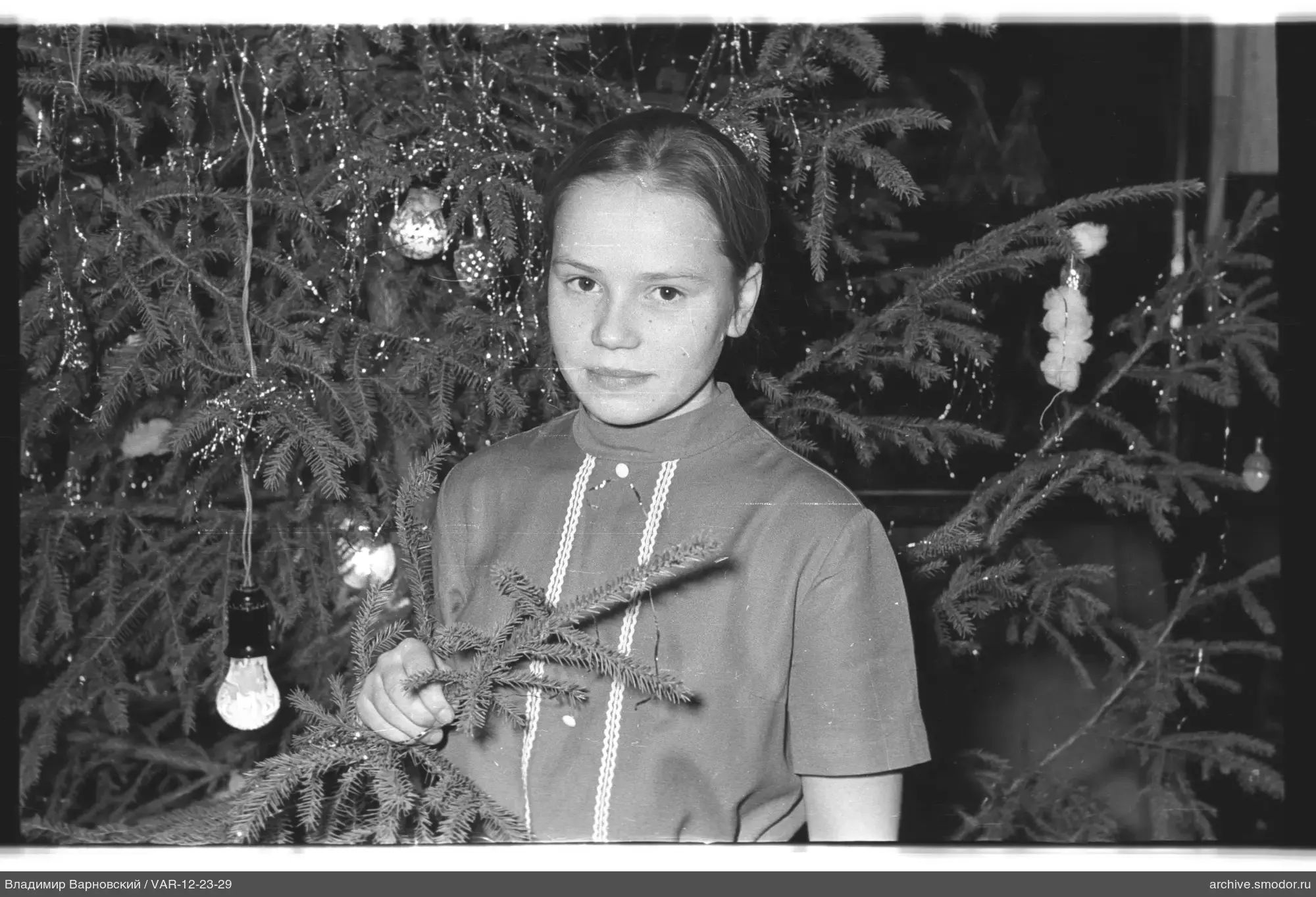 Mädchen mit Weihnachtsbaumzweig
